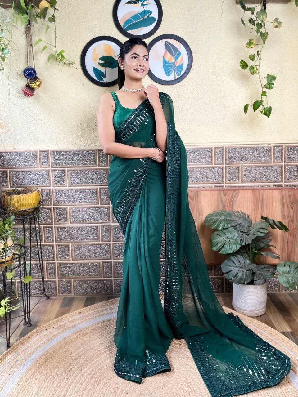 YNF PREMIUM GEORGETTE KES 744 B WHOLESALE SAREES MANUFACTURER